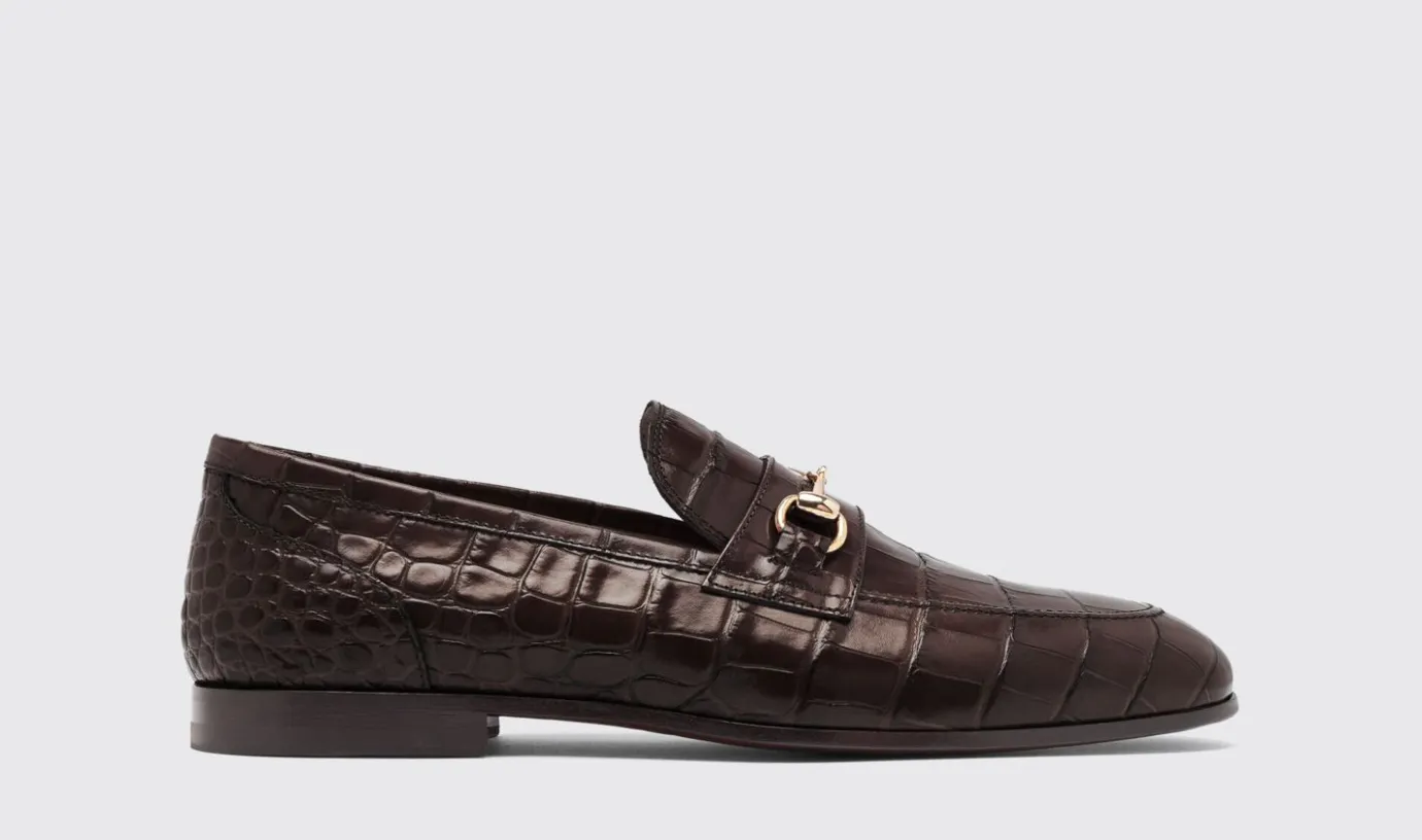 Manner Scarosso Alessandro Dunkelbraunes Krokoleder