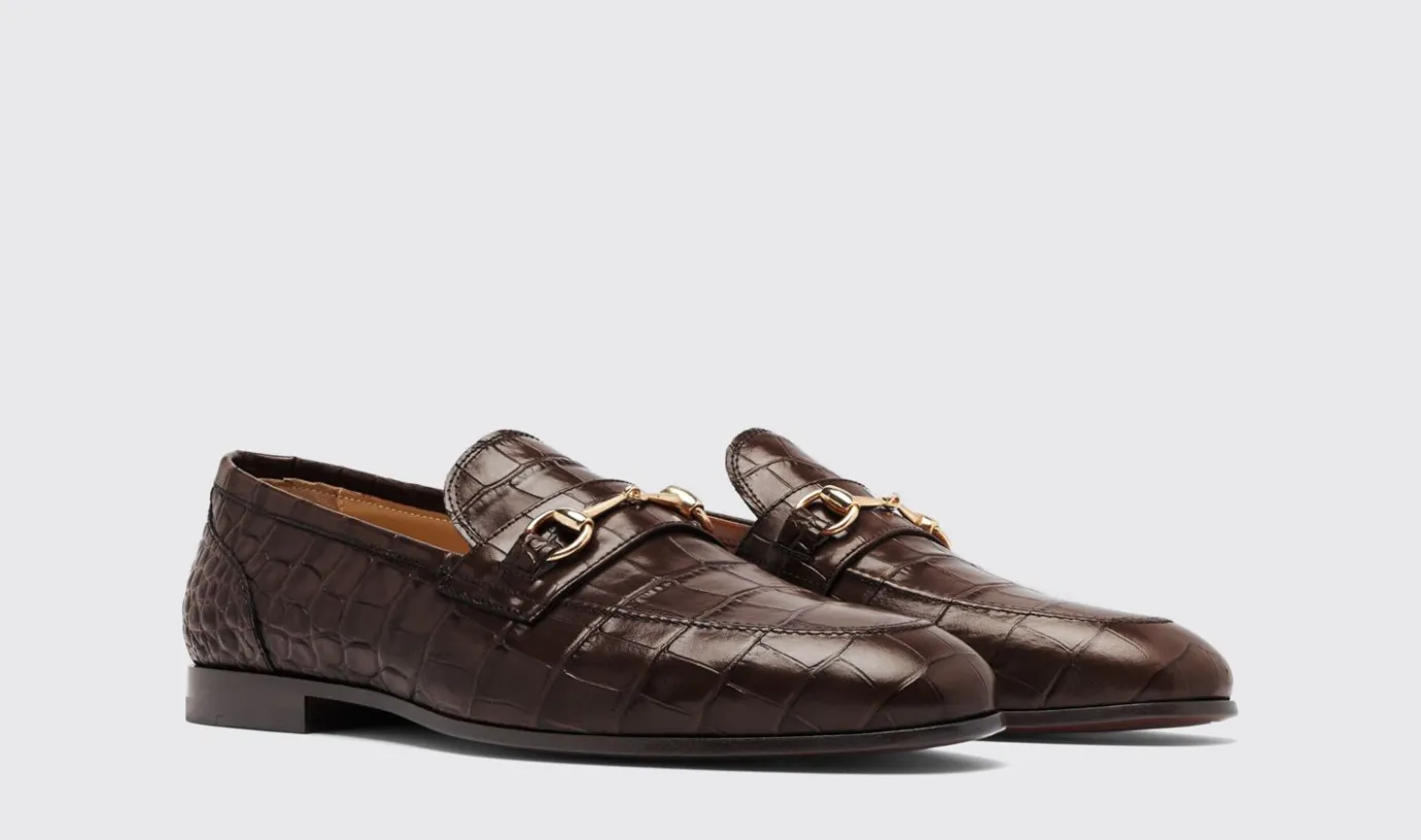 Manner Scarosso Alessandro Dunkelbraunes Krokoleder