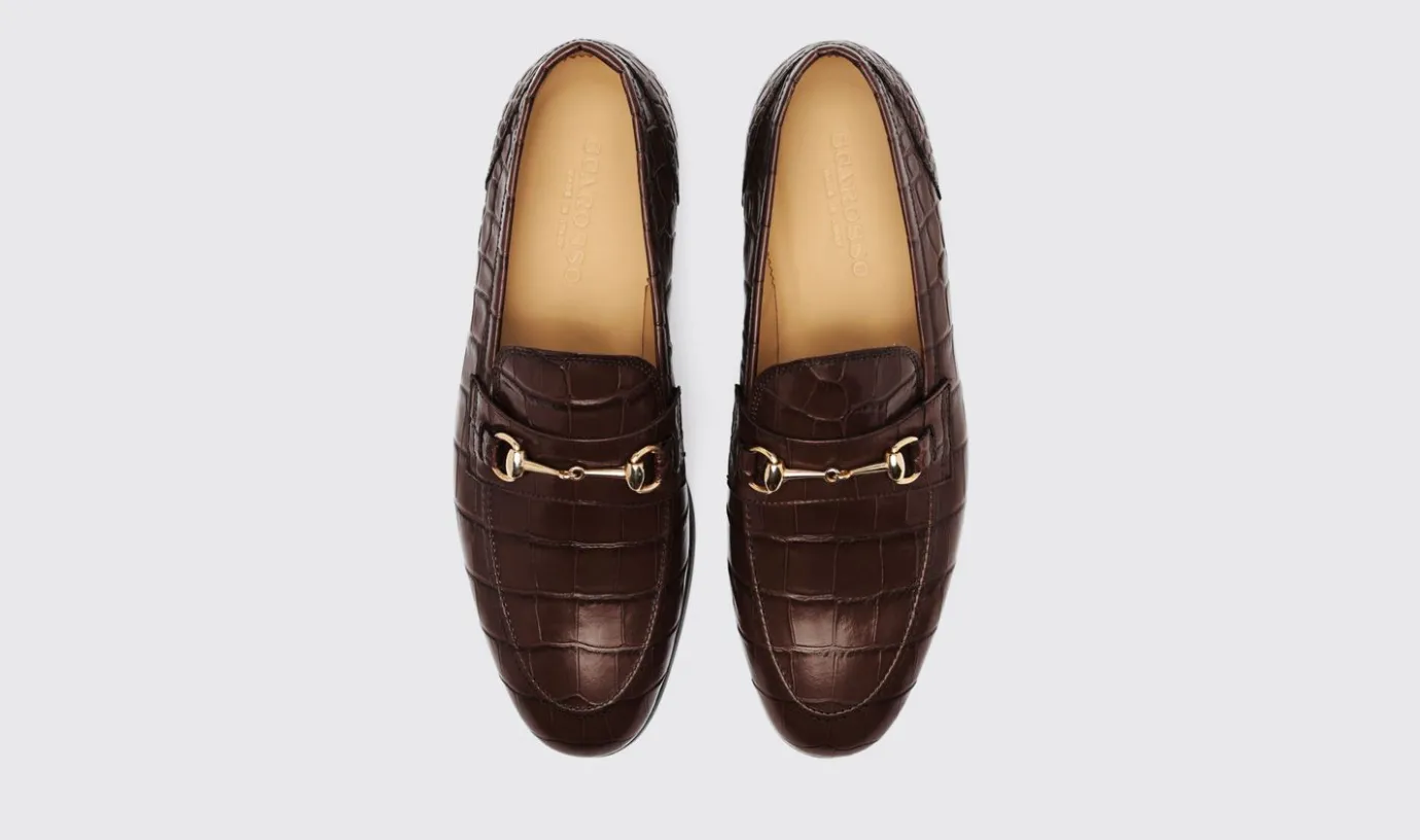 Manner Scarosso Alessandro Dunkelbraunes Krokoleder