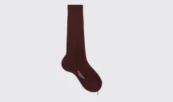 Manner Scarosso Burgunderfarbene Wadensocken Aus Baumwolle