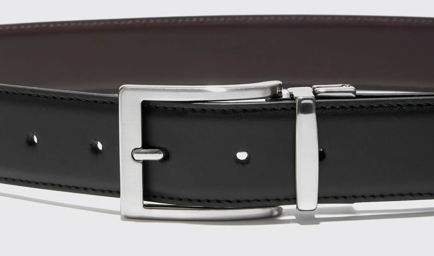 Manner Scarosso Cintura Reversibile Liscia Nera/Marrone