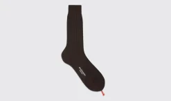 Manner Scarosso Dunkelbraune Wadensocken Aus Baumwolle