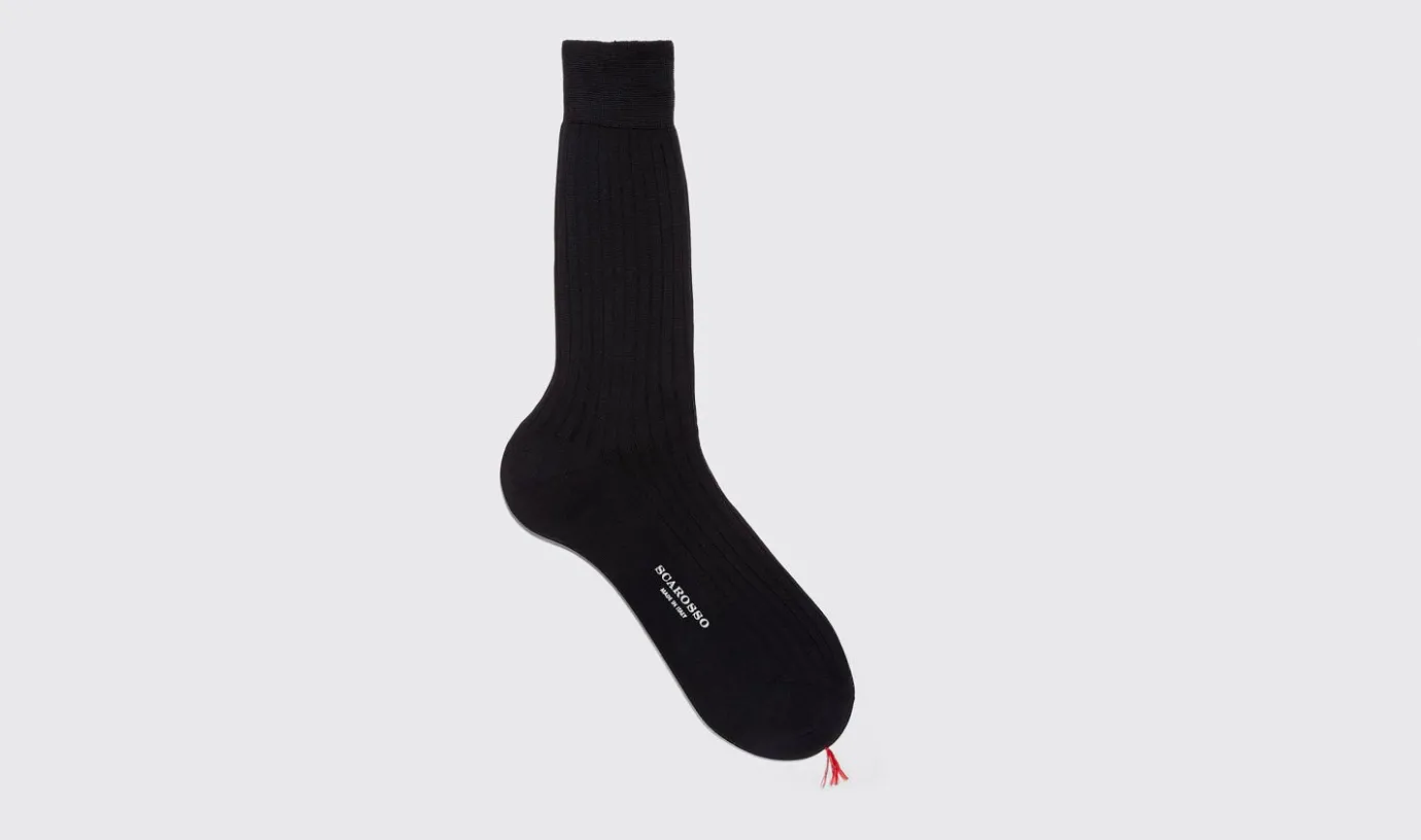 Manner Scarosso Marineblaue Wadensocken Aus Baumwolle